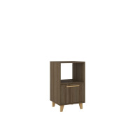 Manhattan Comfort 156AMC195 Mid-Century - Modern Herald Nightstand with 1 Shelf in Oak Brown
